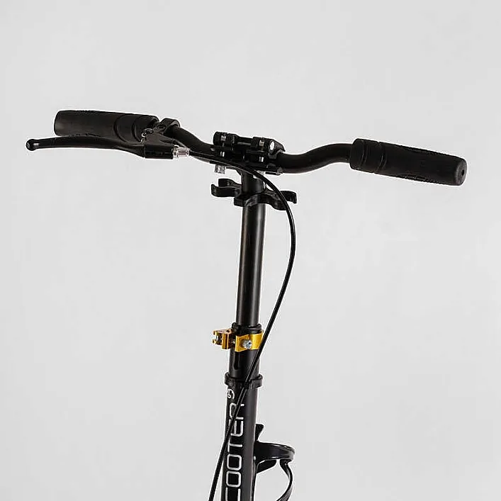Самокат алюминиевый Best Scooter BS-98033 (4) "Factor", ручной дисковый тормоз, диаметр PU колес - 200мм, 2 амортизатора, подстаканник, в коробке