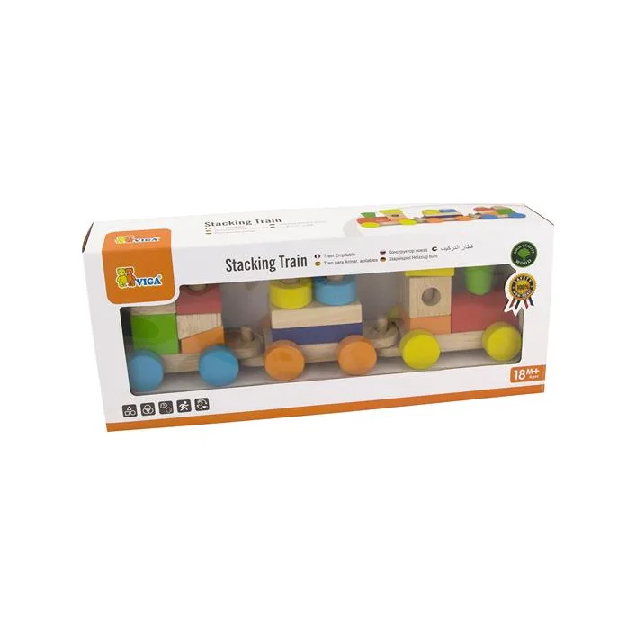 Деревянный поезд Viga Toys Цветные кубики (51610)