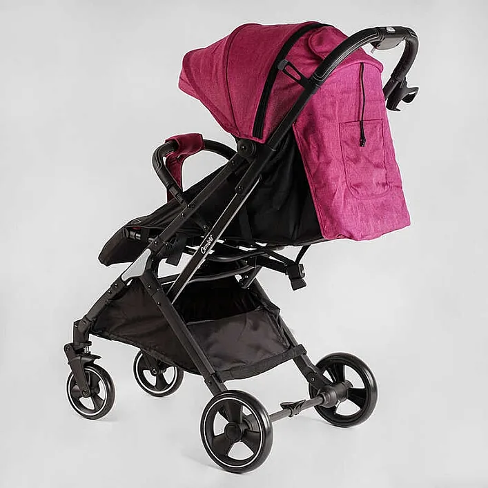 Тележка прогулочная детская "JOY" Comfort L-20115 (1) цвет Розовая, рама сталь с алюминием, футкавер, подстаканник, телескопическая ручка