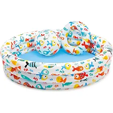 Бассейн INTEX (3 секции, ремонтный комплект+ мяч 51см) в шарик 59469 г.132*28см (Рез9469)