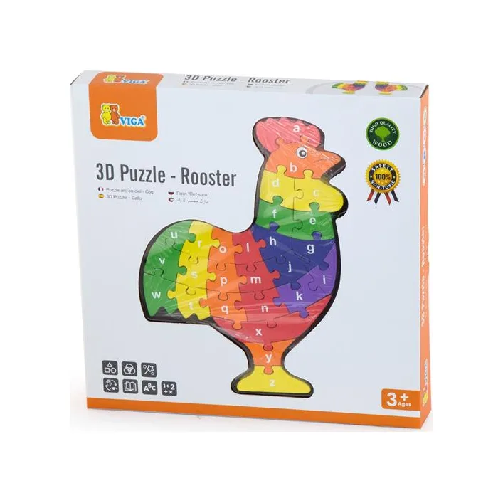 Дерев'яний пазл Viga Toys Півник по літерах (55244N)