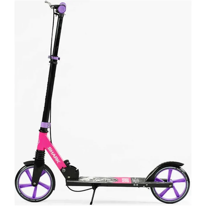 Самокат двухколесный "Best Scooter" SH-30610(4) "SHARK", с ручным тормозом, зажим руля, колеса PU - 20 см, 1 амортизатор, в коробке