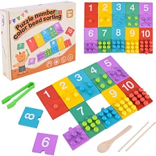 Детская деревянная игрушка "Цифры" C9412 пазлы цифры, бусины