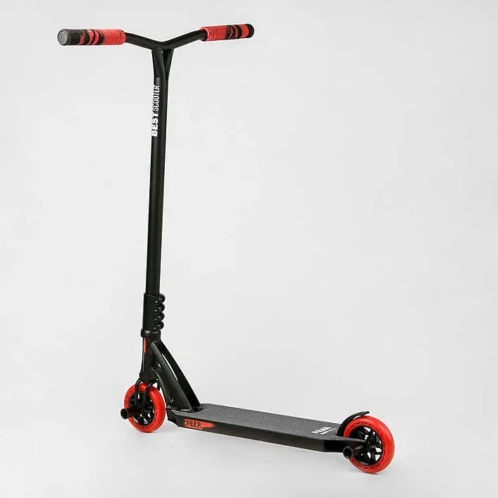 Самокат трюковый МТ-50599 Best Scooter (4) "FEAR" SCS-система, ПЕГИ, алюминиевый диск и дека, колёса PU, d=115мм, ширина руля 58 см