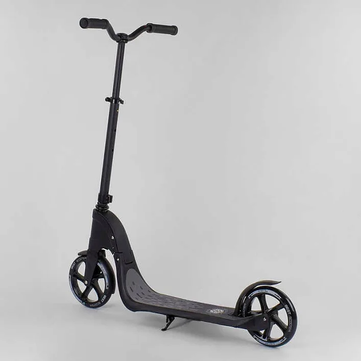 Самокат двухколесный 72378 "Best Scooter" (2) цвет ЧЕРНЫЙ, колеса PU - 20 см, широкий велосипедный руль, новый зажим руля, в коробке