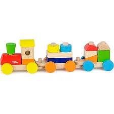 Деревянный поезд Viga Toys Цветные кубики (51610)