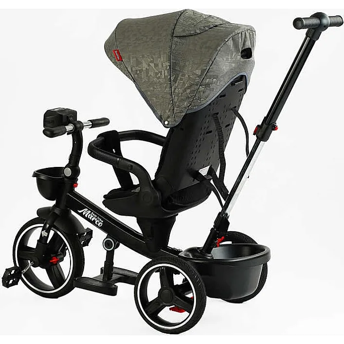 Велосипед 9155 / 318-82 BestTrike "Marco" (1) поворотное сиденье, складной руль, колеса с прорезиненным PU, корзина, телескопическая ручка, фара музыкальная