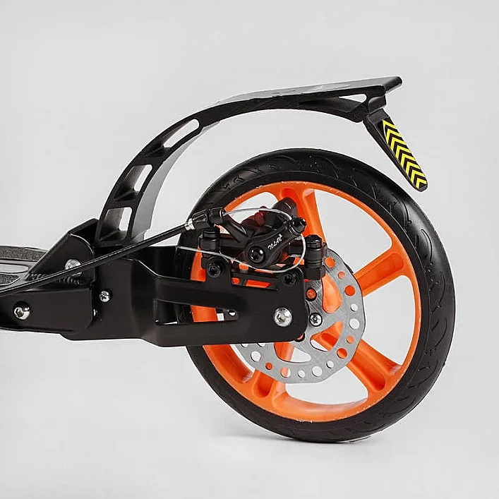 Самокат алюминиевый Best Scooter BS-98033 (4) "Factor", ручной дисковый тормоз, диаметр PU колес - 200мм, 2 амортизатора, подстаканник, в коробке