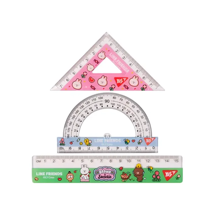 Набор линеек Yes (3 предмета) "Line friends", линейка 15 см 370676 (Кнц3676)