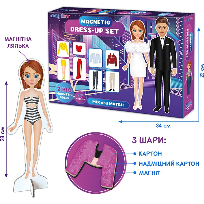 Настільна магнітна гра "Magnetic dolls" ML4032-09 EN 2 магнітні ляльки та 37 магнітів