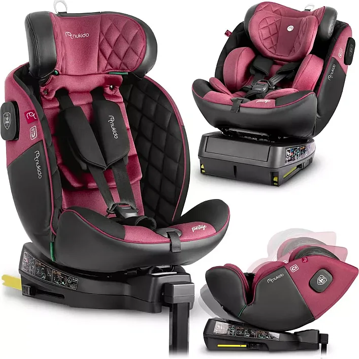 Автокрісло Nukido Prestige Line ISOFIX 0-36 кг, чорно-рожеве