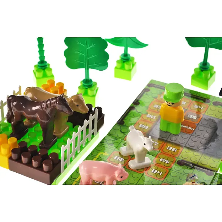 Конструктор "Block&Steps: Веселая Ферма" + ходилка и мемори игра 3в1, 79дет. QB300-005 qbee (Кон3935)