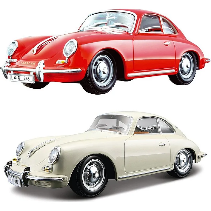 Автомодель - PORSCHE 356B (1961) (асорті слонова кістка, червоний, 1:24)