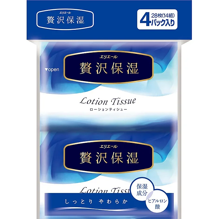 Платочки Бумажные Экстрауспокаивающие Elleair Premium Lotion (4 Карманные Упаковки * 14 Шт)