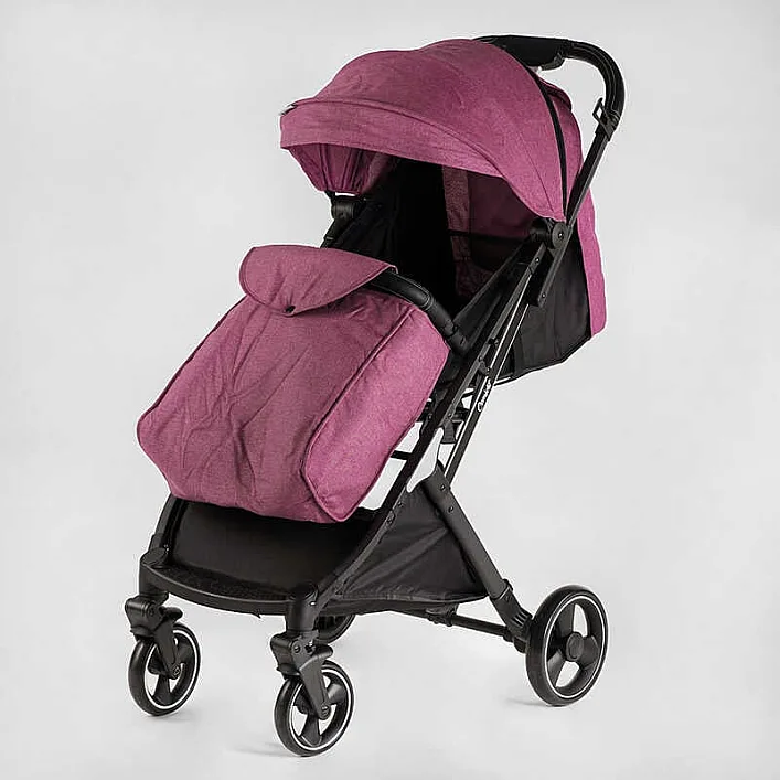 Тележка прогулочная детская "JOY" Comfort L-30201 (1) цвет фиолетовый, рама сталь с алюминием, футкавер, подстаканник, телескопическая ручка