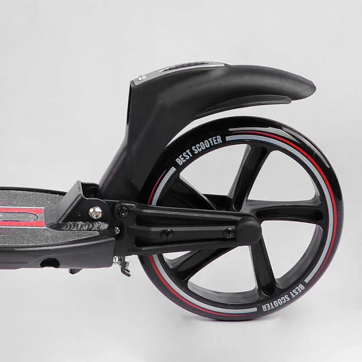 Самокат двухколесный "Best Scooter" L-21044 (2) ФАРА, колеса PU 200мм, 2 амортизатора, зажим руля, ручной тормоз, в коробке