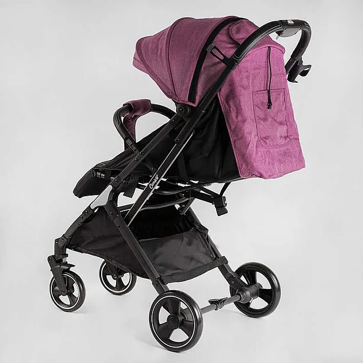 Тележка прогулочная детская "JOY" Comfort L-30201 (1) цвет фиолетовый, рама сталь с алюминием, футкавер, подстаканник, телескопическая ручка