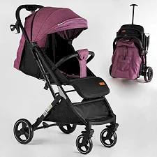 Тележка прогулочная детская "JOY" Comfort L-30201 (1) цвет фиолетовый, рама сталь с алюминием, футкавер, подстаканник, телескопическая ручка