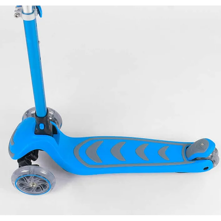 Самокат триколісний 38603 (4) Best Scooter, БЛАКИТНИЙ, складне алюмінієве кермо, 4 колеса PU зі світлом, d = 12 см