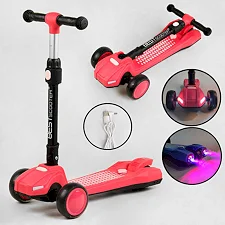 Самокат трехколесный LT-11746 Best Scooter с парогенератором (6) складной руль, ЗВУК МАШИНЫ, ДЫМ, СВЕТ, пластмассовый, колеса PU 120х35мм, в коробке