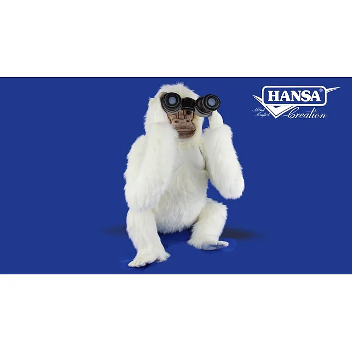 Анимированная игрушка Горилла альбинос с биноклем высота 86см, Hansa (08914)