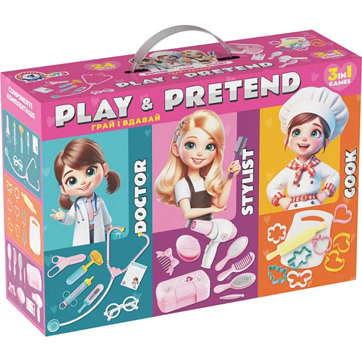Дитячий ігровий подарунковий набір 3 в 1 "Play&pretend" 2277TXK лікар, стиліст, кухар