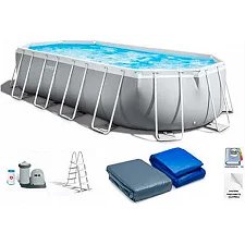 Intex Басейн каркасний 26798 NP (1) об'єм:18202л, розмір:610х305х122см, насос-фільтр 5678л/год, драбина, тент, підстилка, в коробці