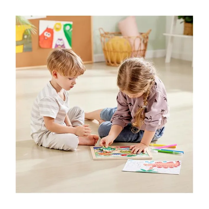 Пазл Hape Динозавры с раскраской (E1641)