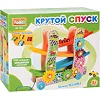 Деревянная игрушка "Трек" MD2594 каталка, машинки 4см 3шт, шестеренки