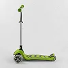 Самокат триколісний Y-00436 (4) Best Scooter, САЛАТОВИЙ, складне алюмінієве кермо, 4 колеса PU зі світлом, d = 12 см