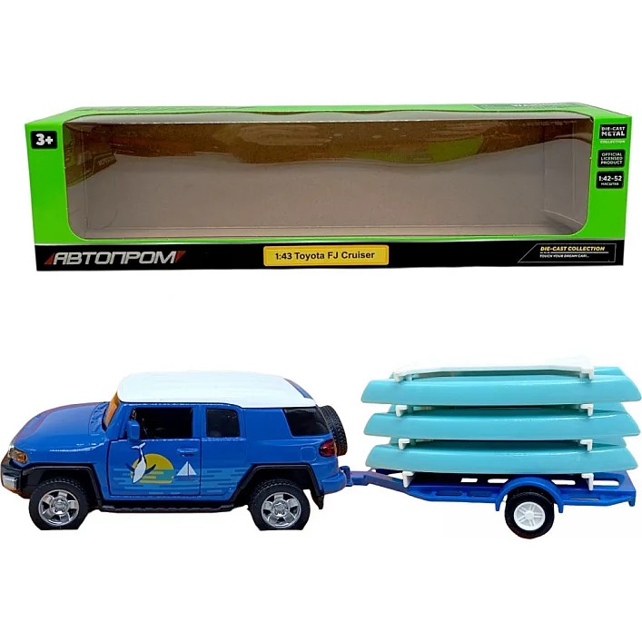 Машина+прицеп мет. 1:43 Toyota FJ,відкр.двері,короб.28*8*6,5см
