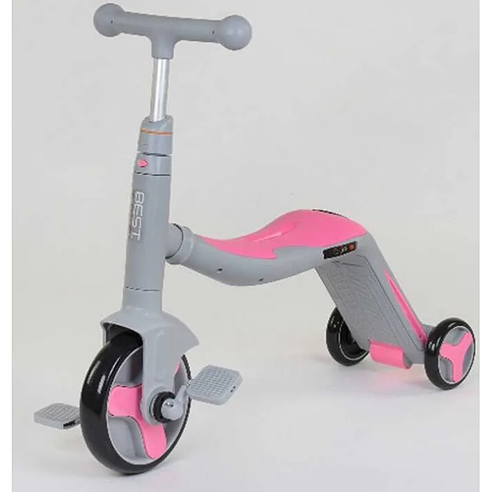 Самокат 3в1 JT 90601 (1) Best Scooter, самокат-велобег-велосипед, свет, 8 мелодий, колёса PU, переднее колесо d=20см, задние d=11см