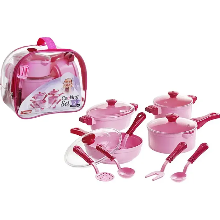 Набор посуды "Cooking Set" 9предметов розовый 1726 Юника (Дев1726)