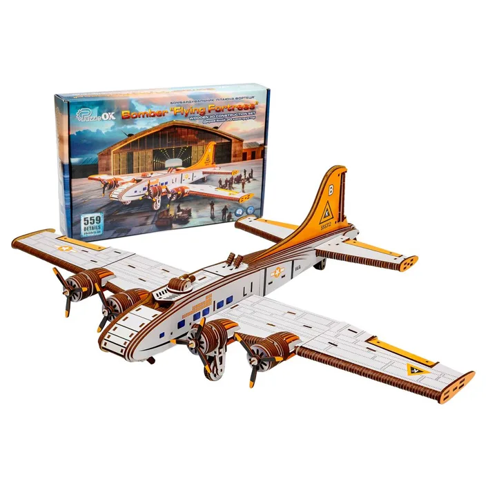 Деревянный 3D конструктор "Летающая крепость" Puz-00949 PuzzleOk (Дер9684)