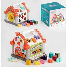Музыкальный домик 16180 (18) "WToys", ОСВУЧЕНИЕ УКРАИНСКИМ ЯЗЫКОМ, подсветка, звуки, 8 песен, сортер, счета, в коробке