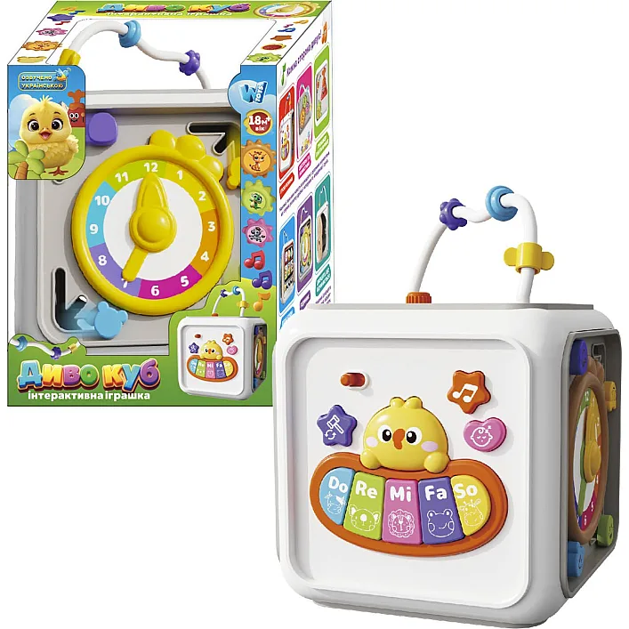 Музичний куб 25462 (18/2) "WToys", УКРАЇНСЬКЕ ОЗВУЧУВАННЯ, пісні, казки, загадки, пальчикові ігри, віршики, світло, цифри, звуки тварин, в коробці
