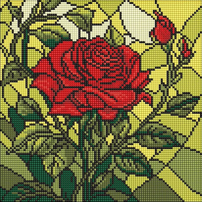 Алмазна мозаїка "Вітраж. Троянда" ©art_selena_ua AMO8321, 30х30 см