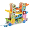 Деревянная игрушка "Трек" MD2594 каталка, машинки 4см 3шт, шестеренки