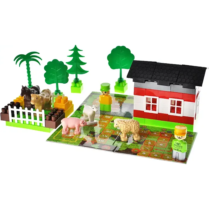 Конструктор "Block&Steps: Веселая Ферма" + ходилка и мемори игра 3в1, 79дет. QB300-005 qbee (Кон3935)