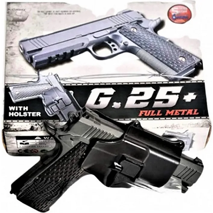 Дитячий пістолет на кульках "Colt 1911 Rail" Galaxy G25+ метал чорний з кобурою