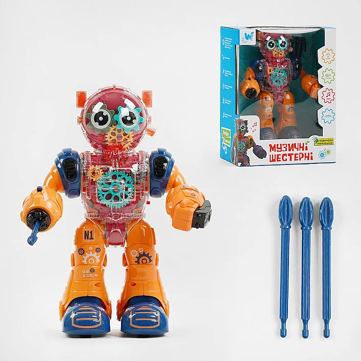 Робот 93069 (48) "WToys", ОСВУЧЕНИЕ УКРАИНСКИМ ЯЗЫКОМ, шестерни, звуки, подсветка, стреляет, в коробке