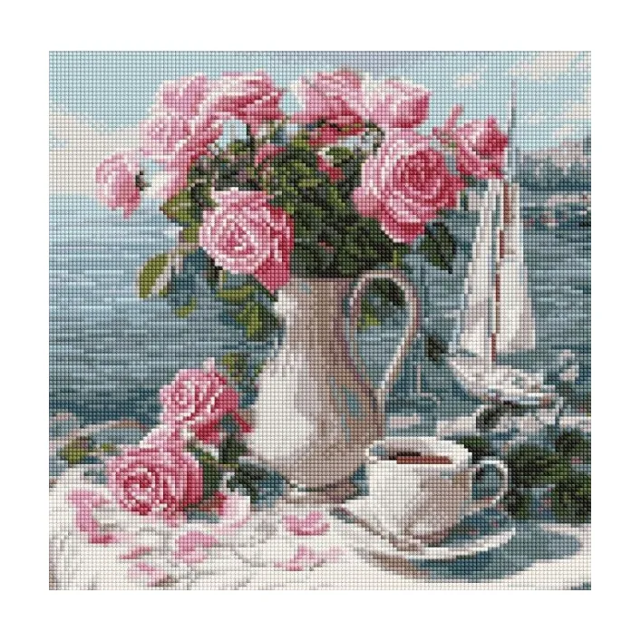 Алмазна мозаїка "Ранкові троянди" 40x40см