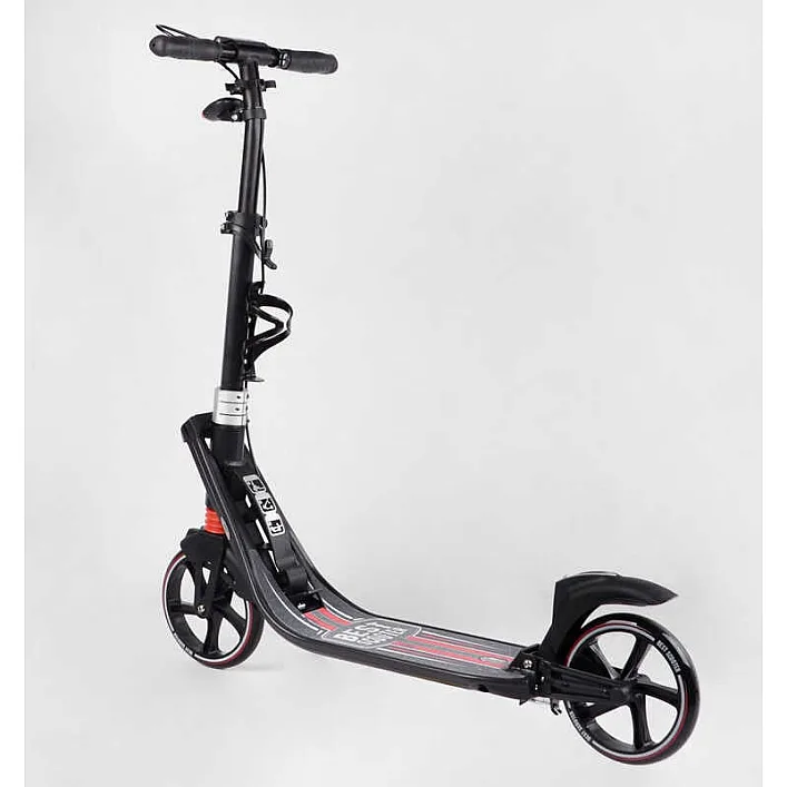 Самокат двухколесный "Best Scooter" L-21044 (2) ФАРА, колеса PU 200мм, 2 амортизатора, зажим руля, ручной тормоз, в коробке