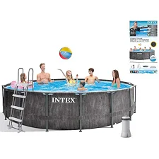 Intex Басейн каркасний 26742 NP (1) об`єм:16805л, розмір:457x122см, насос-фільтр:3 785 л/год, драбина, тент, підстилка), в коробці