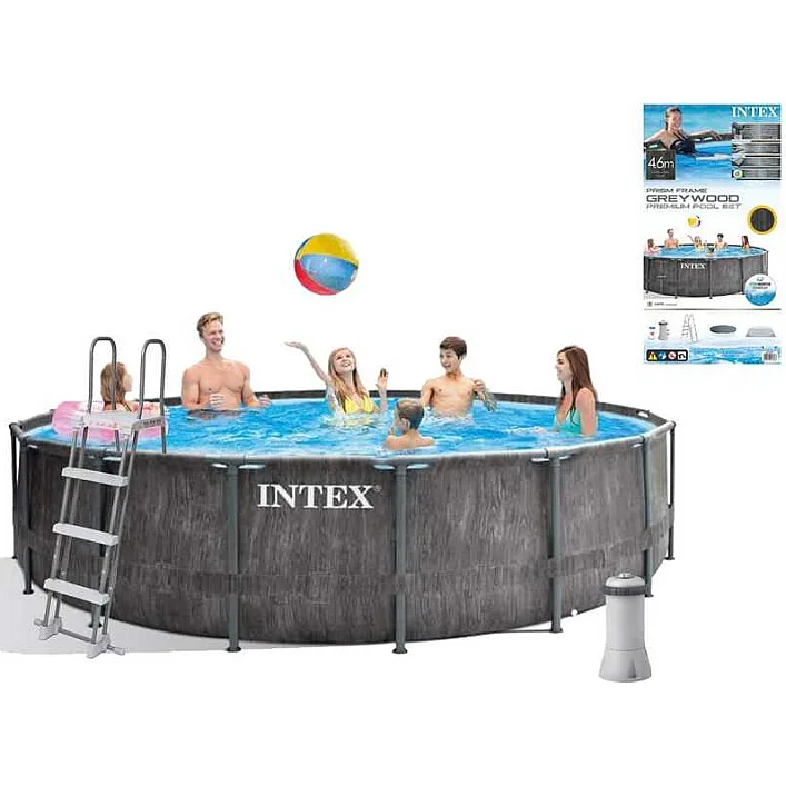Intex Басейн каркасний 26742 NP (1) об'єм:16805л, розмір:457x122см, насос-фільтр:3 785 л/год, драбина, тент, підстилка), в коробці