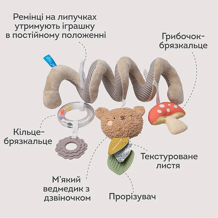 Спіраль для візочка та автокрісла колекції "Квітуча фантазія" – ЛІСОВА ПРИГОДА