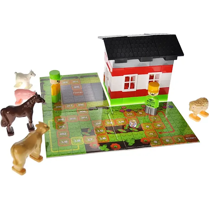Конструктор "Block&Steps: Веселая Ферма" + ходилка и мемори игра 3в1, 79дет. QB300-005 qbee (Кон3935)