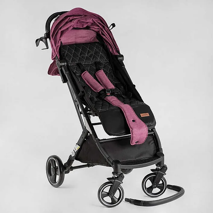 Тележка прогулочная детская "JOY" Comfort L-30201 (1) цвет фиолетовый, рама сталь с алюминием, футкавер, подстаканник, телескопическая ручка