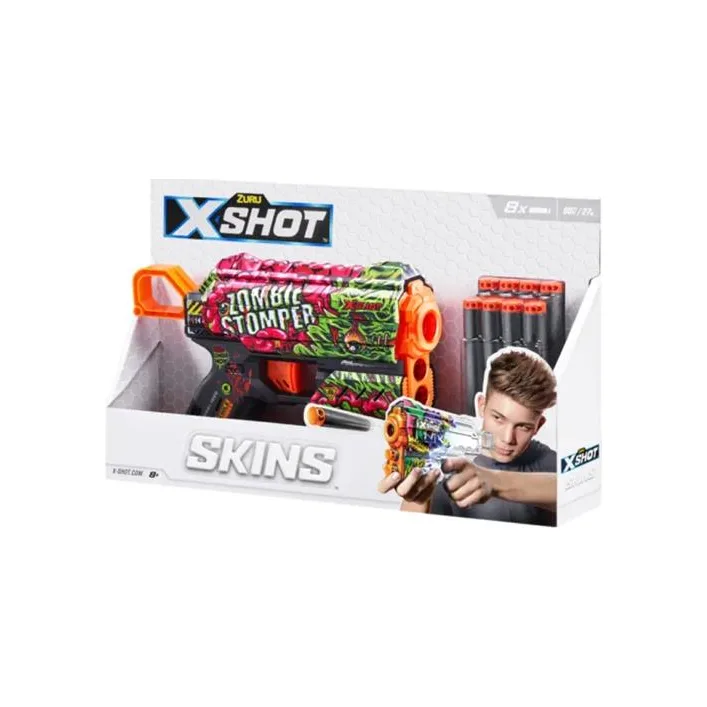 Скорострельный бластер X-Shot Skins Flux Zombie Stomper 8 патронов (36516A)
