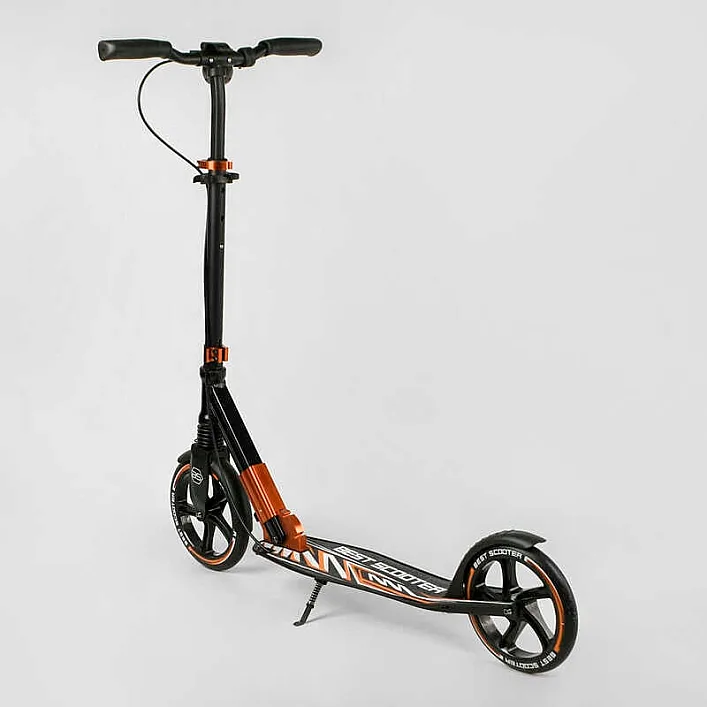Самокат алюминиевый "Best Scooter" 79740 (2) колеса PU, ФАРА, зажим руля, d передних колес - 230мм, d задних колес 200мм, 1 амортизатор передний
